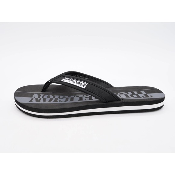 True Religion Sandals Mens 12 Austeen Black & White Thongs Flip Flops Slip On - Picture 2 of 9